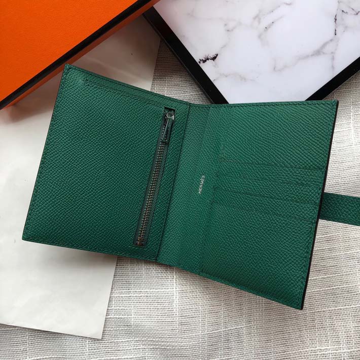 HERMES エルメス 財布 ベアンコンパクト マラカイト エプソン シルバー金具 新品